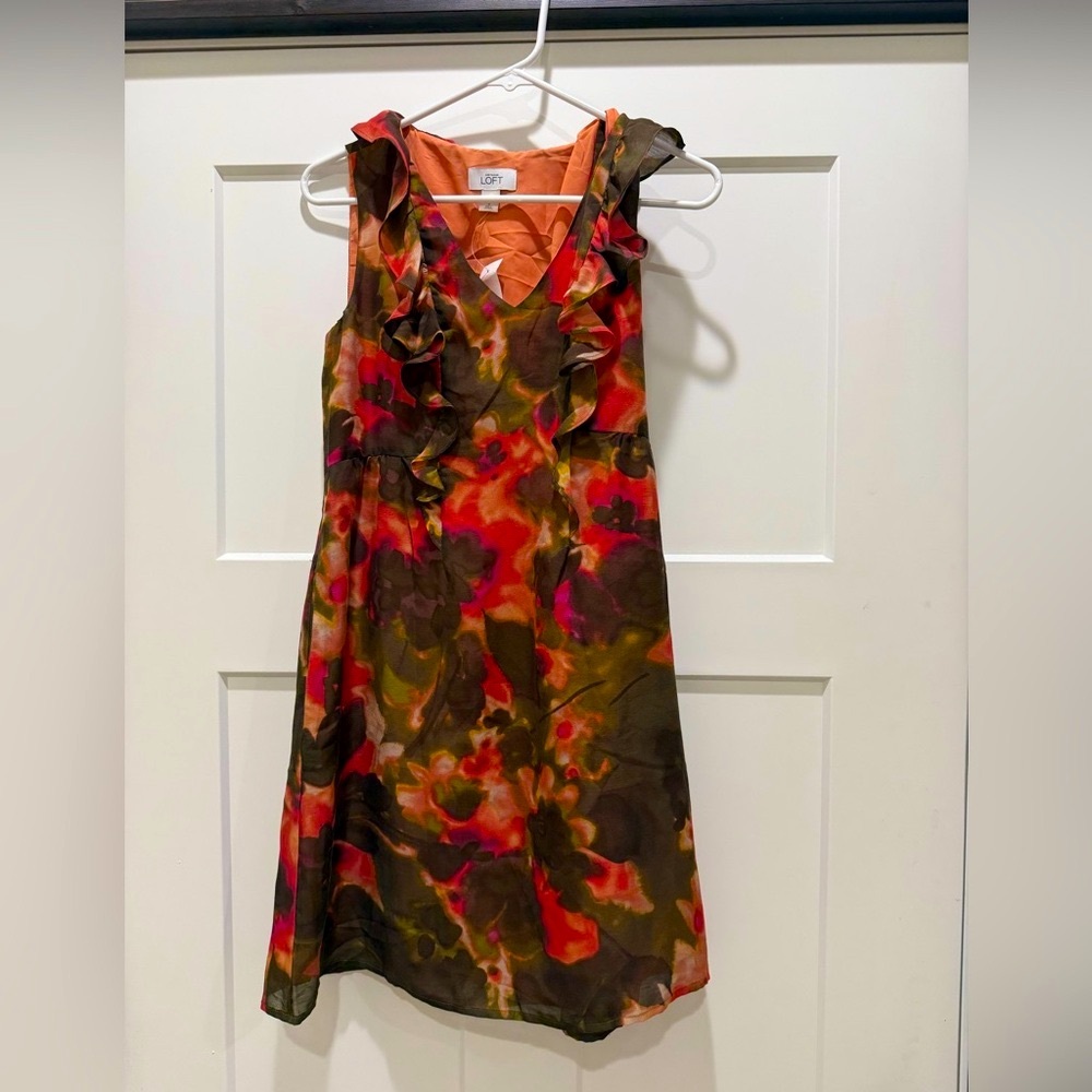 Ann Taylor LOFT Women's Floral Mini Dress - Pink and Brown NWT size 2
